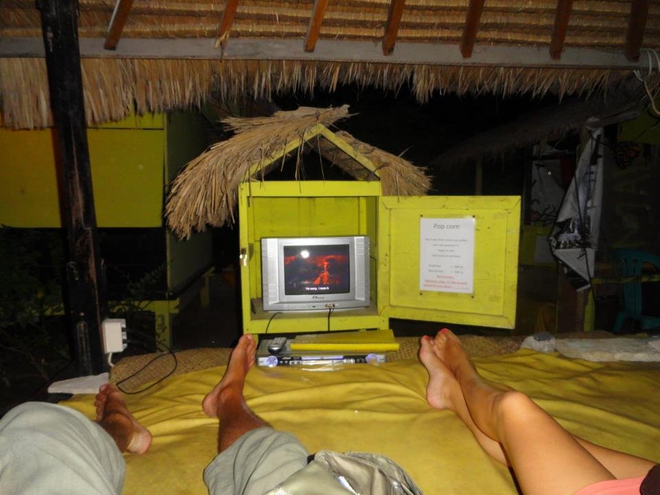 Inside a Gili-Trawangan cinema booth