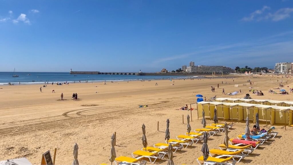 Les Sables D’Olonne, beach, with golden sand and blue water