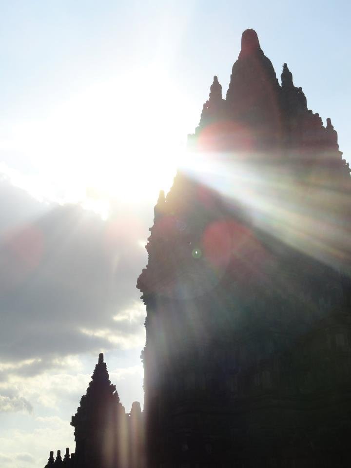 Sunrays across Prambanan Temple