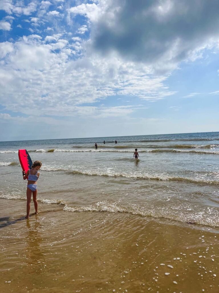 Children playing in the sea at Saint Jean de Mont Beach