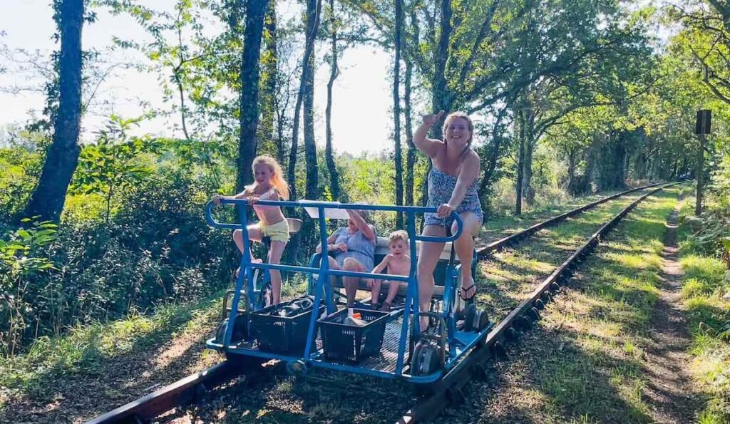 Family ride on the Velo Rail in Vendee