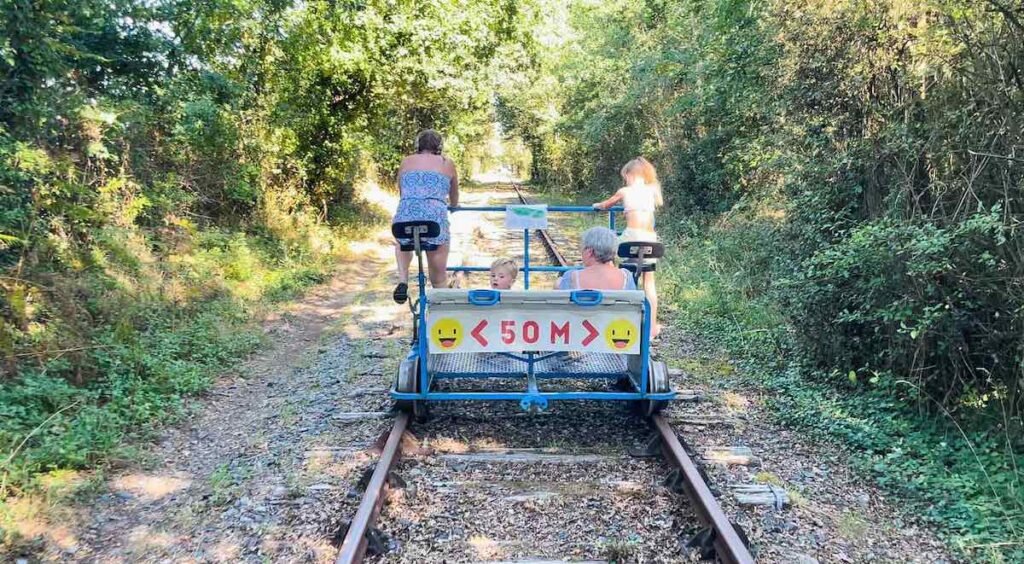 Family ride on the Velo Rail in Vendee